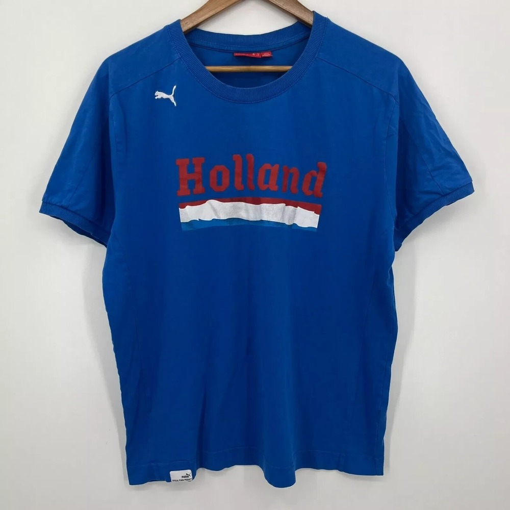 Puma Holland Netherlands Graphic T-Shirt Mens Large Blue Soccer Fan Tee
